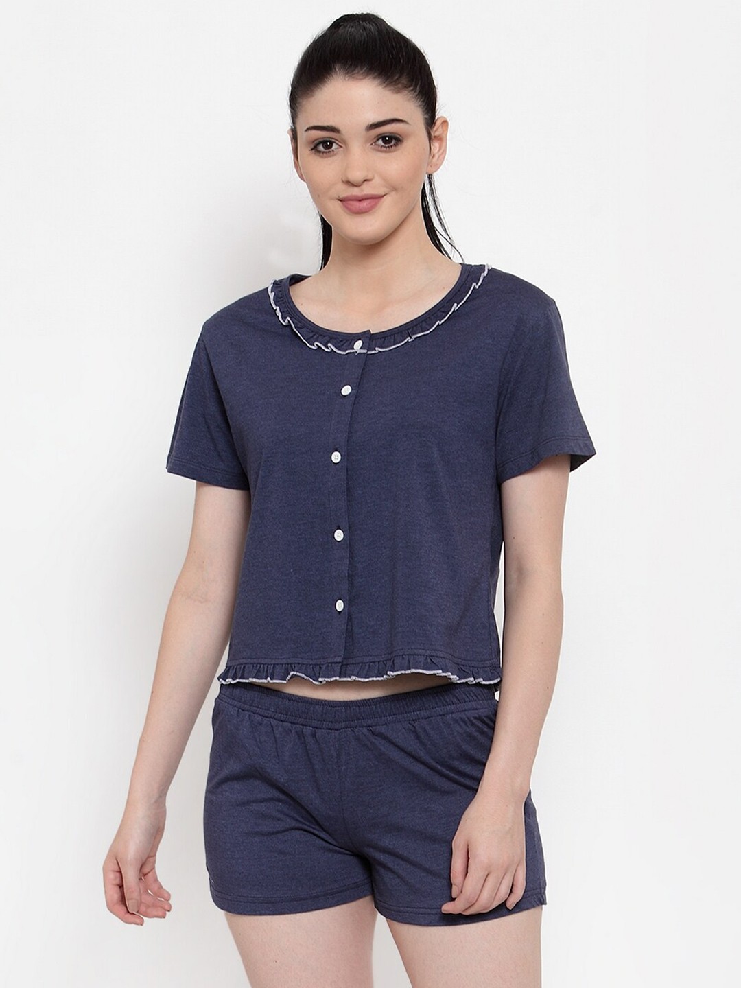 

Claura Women Pure Cotton Night suit, Blue