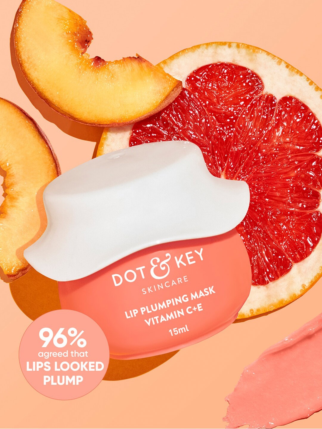 

DOT & KEY Vitamin C+E Peachy Nude Lip Plumping Mask-Blood Orange For Lip Pigmentation-15ml, Peach