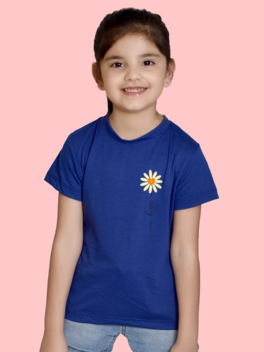

NUSYL Girls Girls Round Neck Cotton T-shirt, Blue