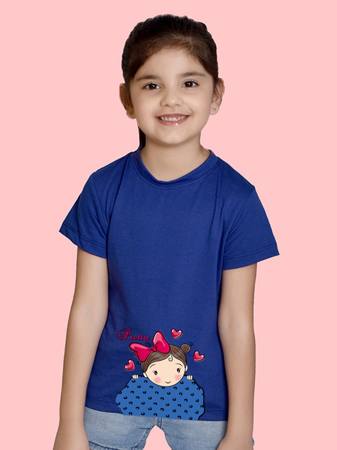 

NUSYL Girls Printed T-shirt, Blue