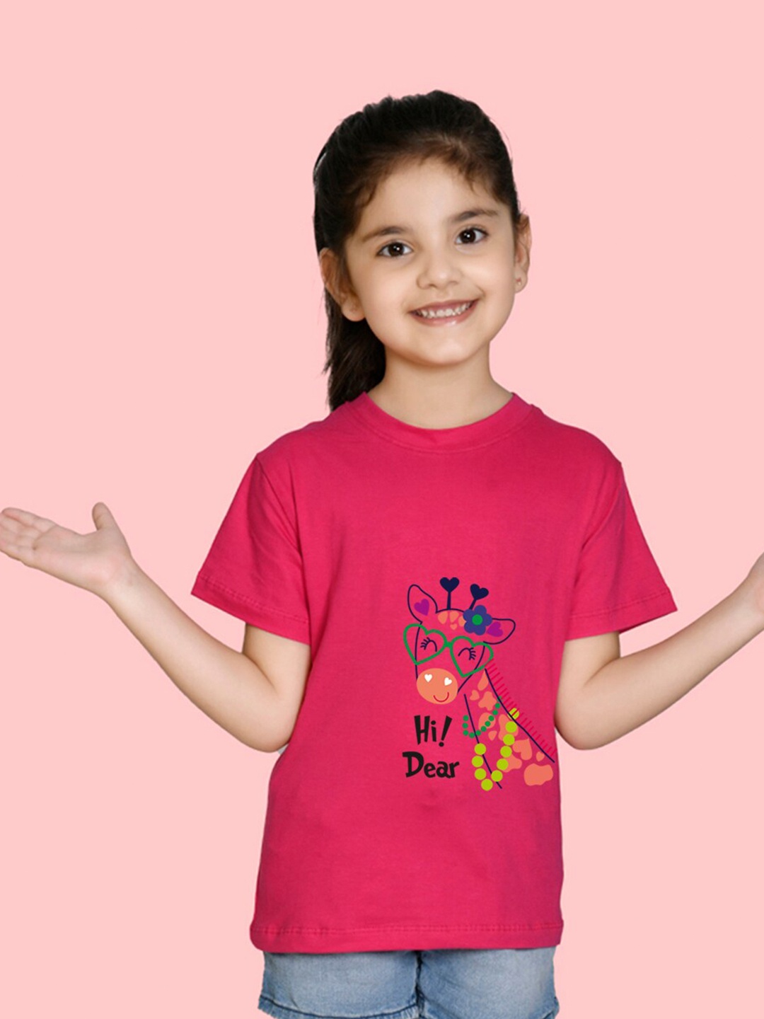 

NUSYL Girls Printed T-shirt, Pink