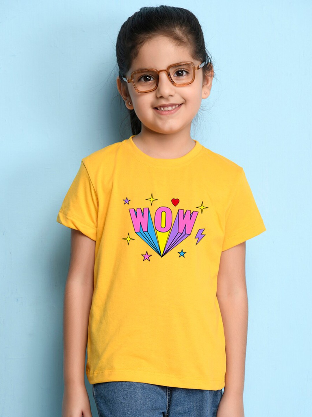 

NUSYL Girls Graphic Printed T-shirt, Yellow