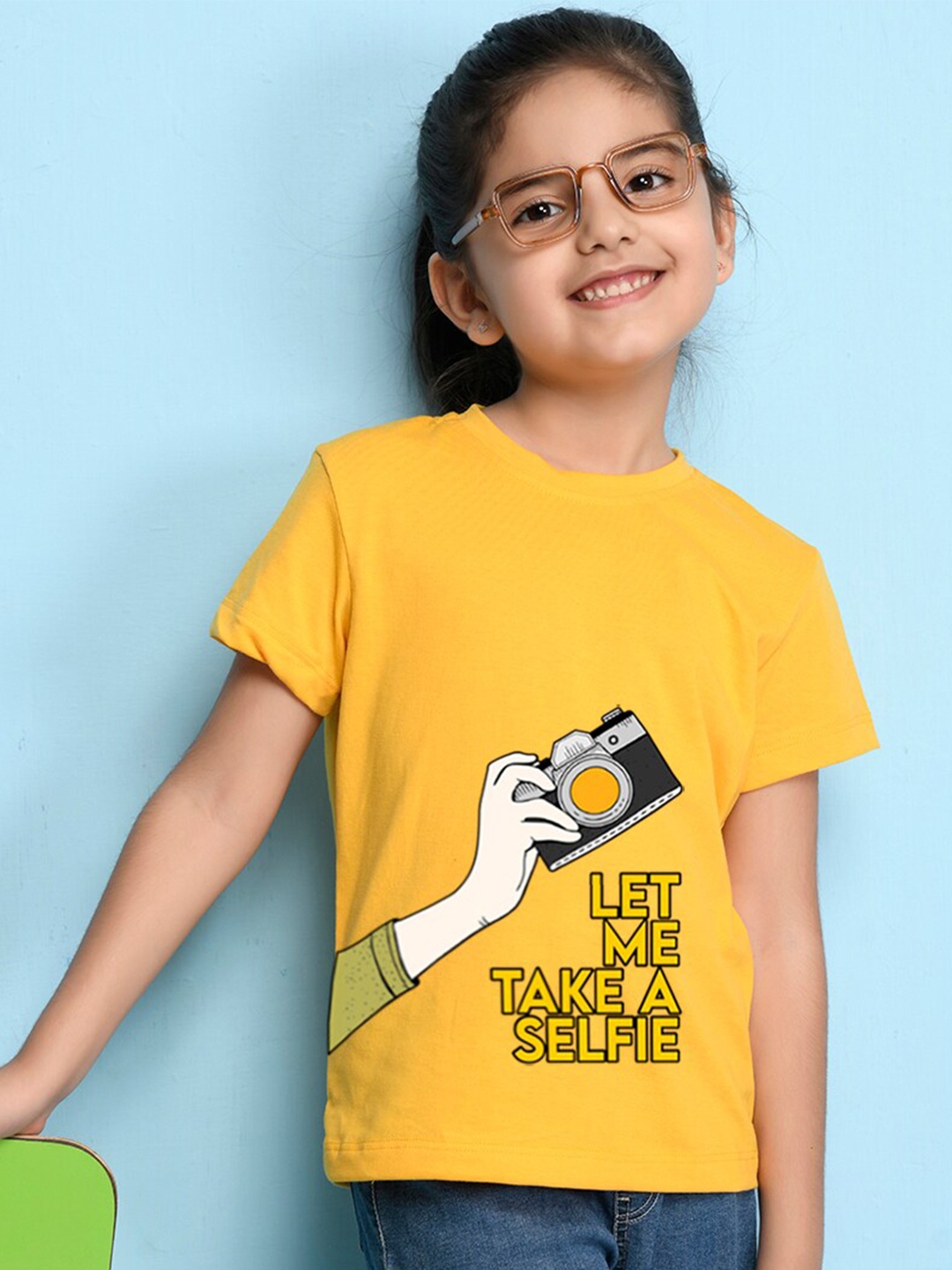 

NUSYL Girls Graphic Printed T-shirt, Yellow