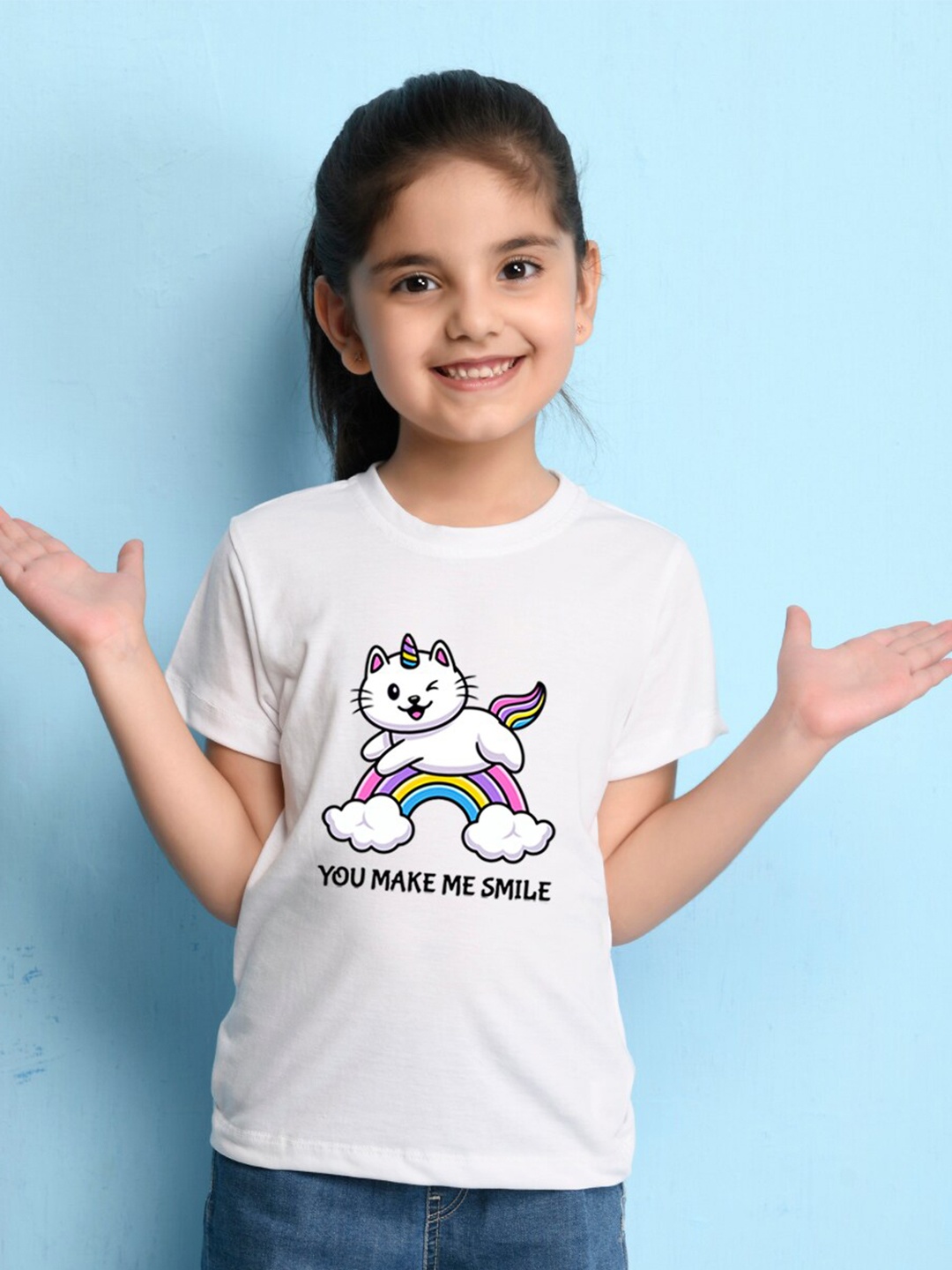 

NUSYL Girls Typography Printed T-shirt, White