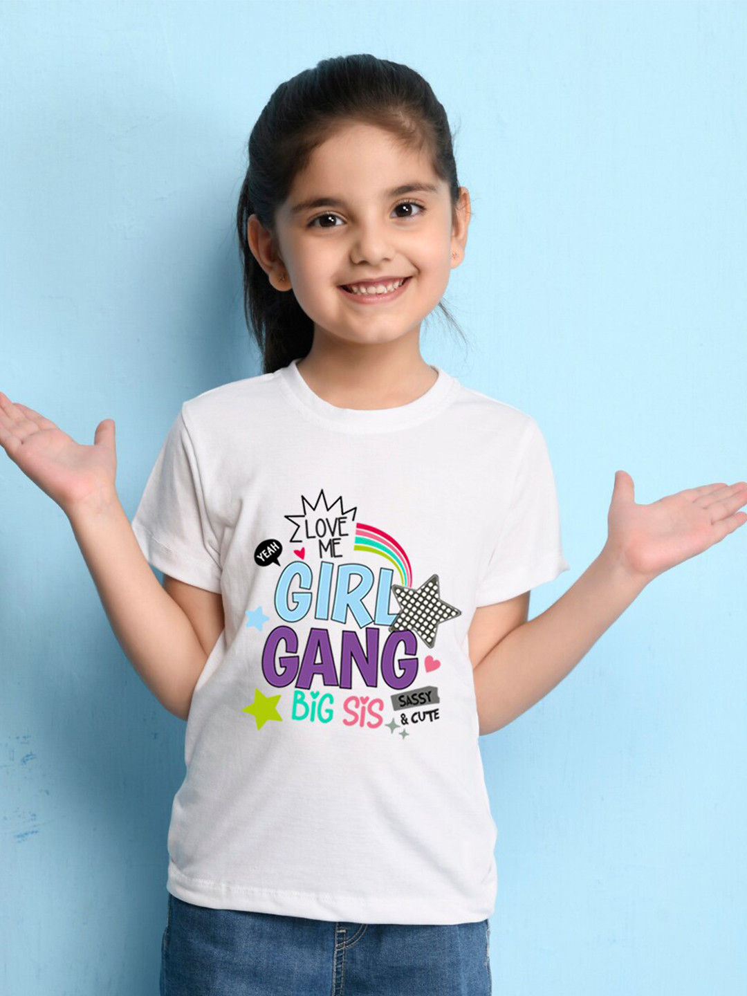 

NUSYL Girls Typography Printed T-shirt, White