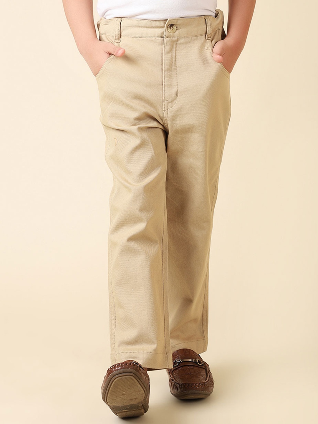 

Fabindia Boys Cotton Regular Fit Chinos Trousers, Beige