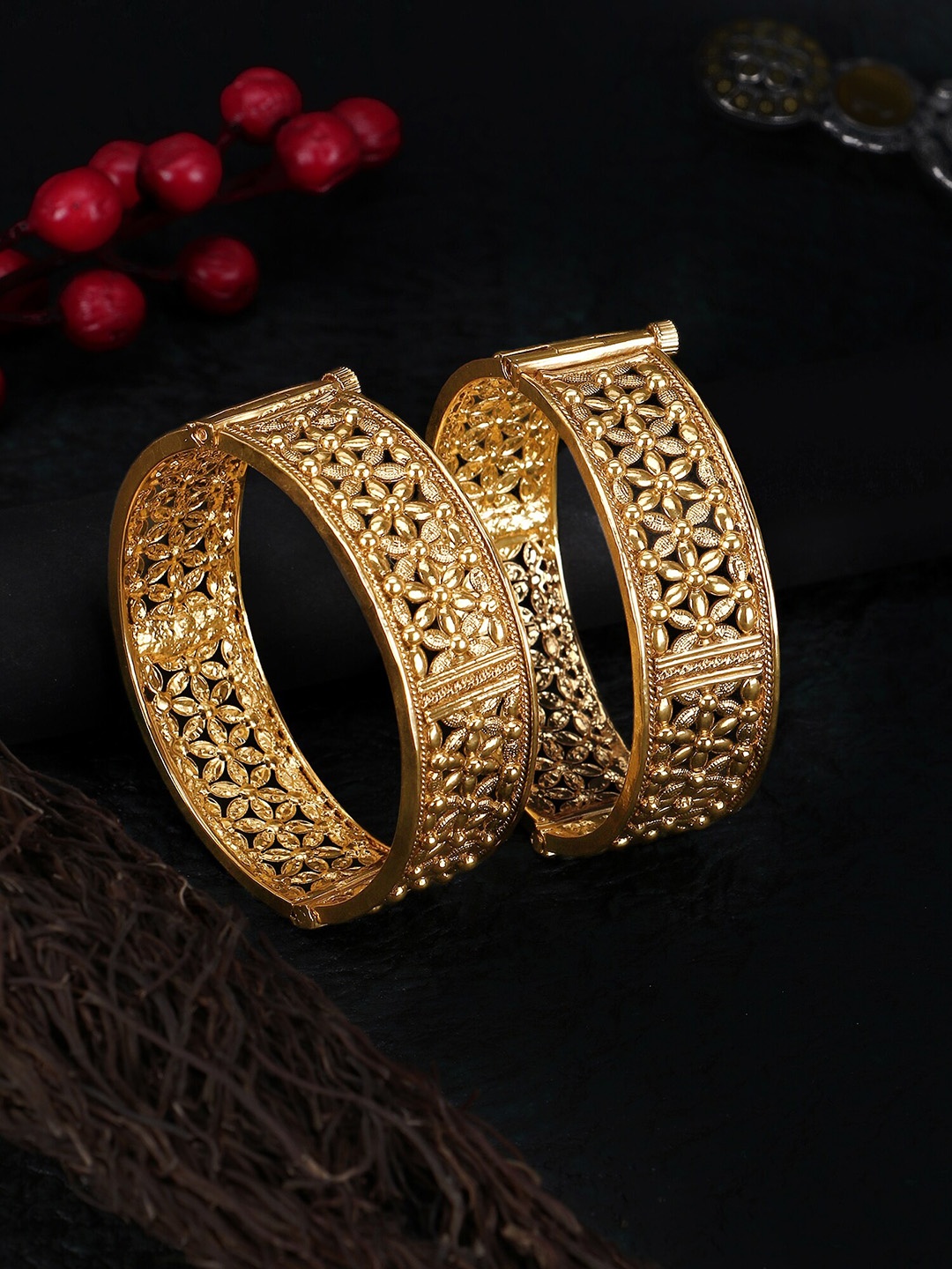 

Adwitiya Collection Set Of 2 Gold-Plated Bangles