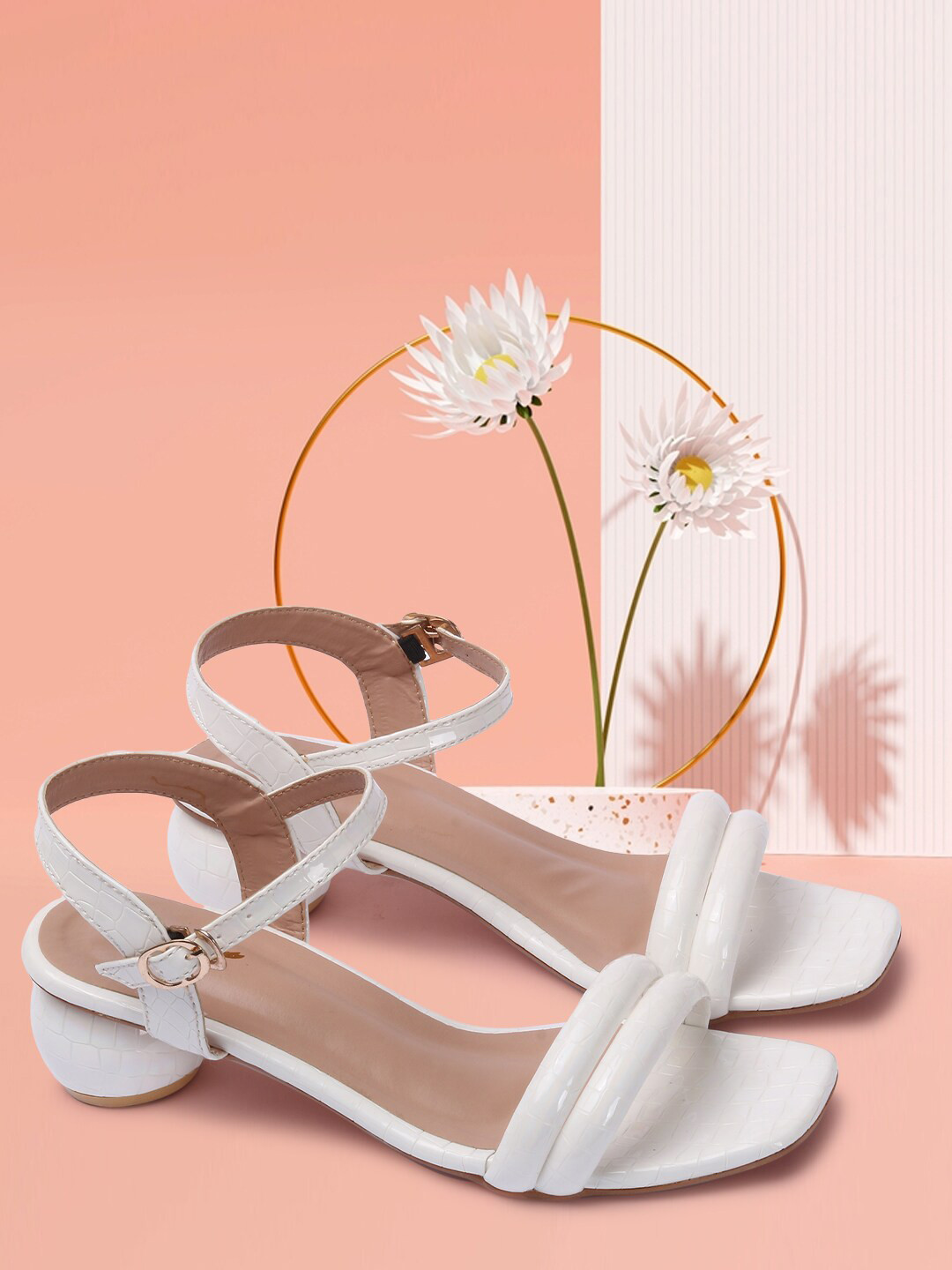 

Longwalk Women Open Toe Block Heels, White