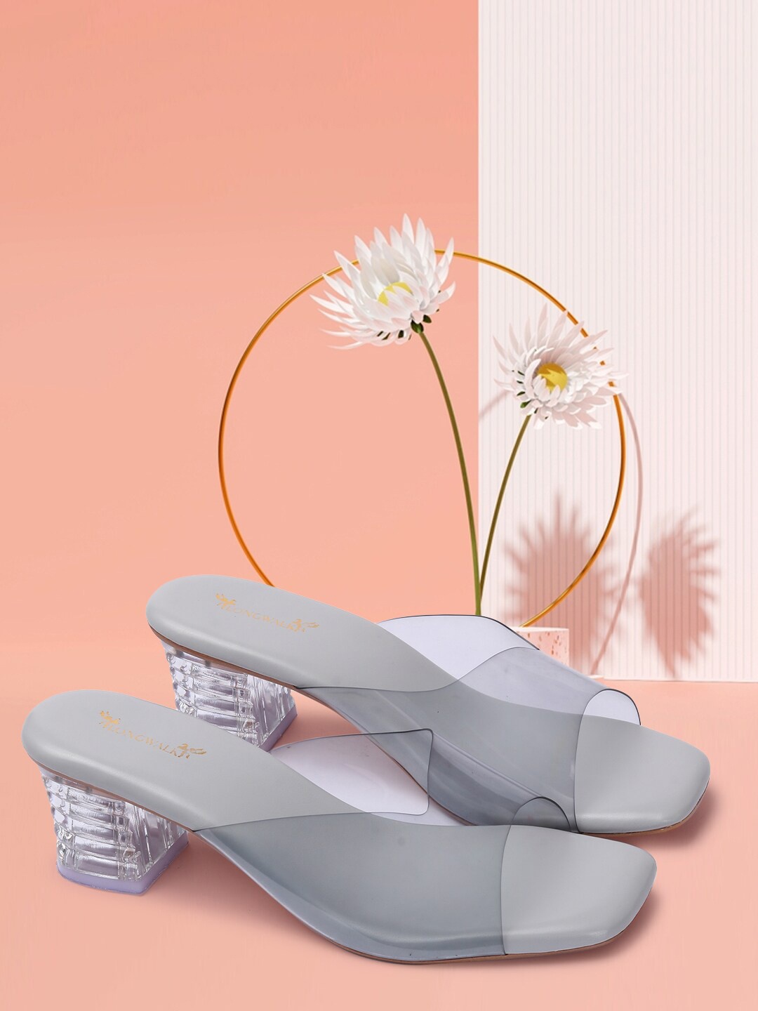 

Longwalk Open Toe Block Heels, Grey