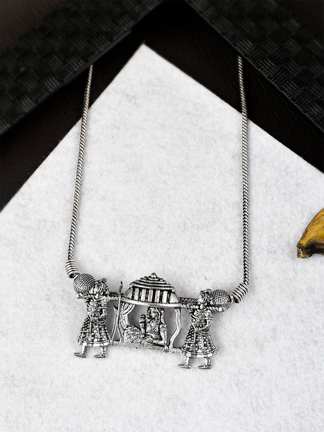 

Silvermerc Designs Silver-Plated Oxidised Necklace