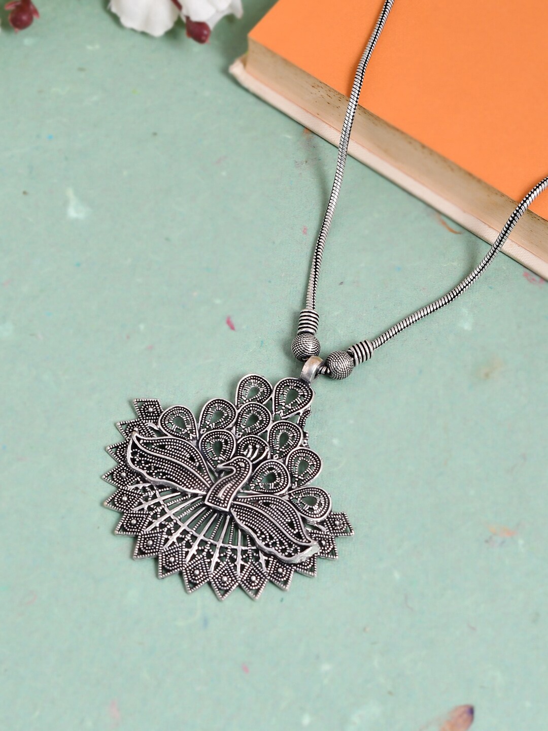 

Silvermerc Designs Silver-Plated Oxidised Necklace