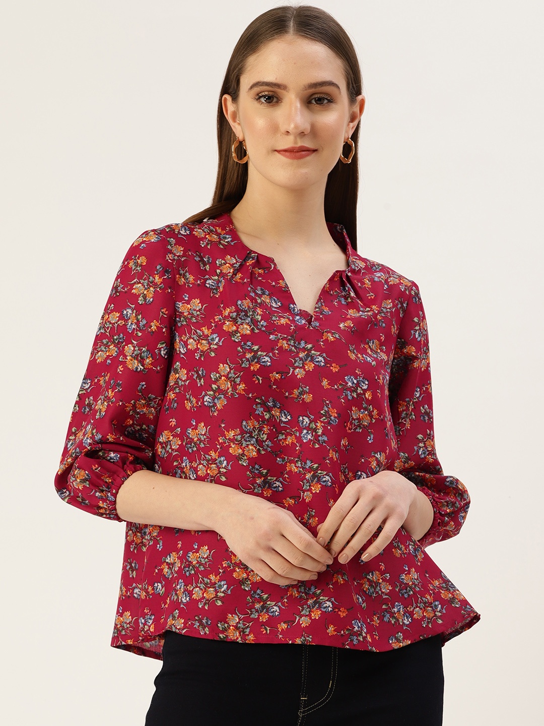 

Off Label Red Floral Top