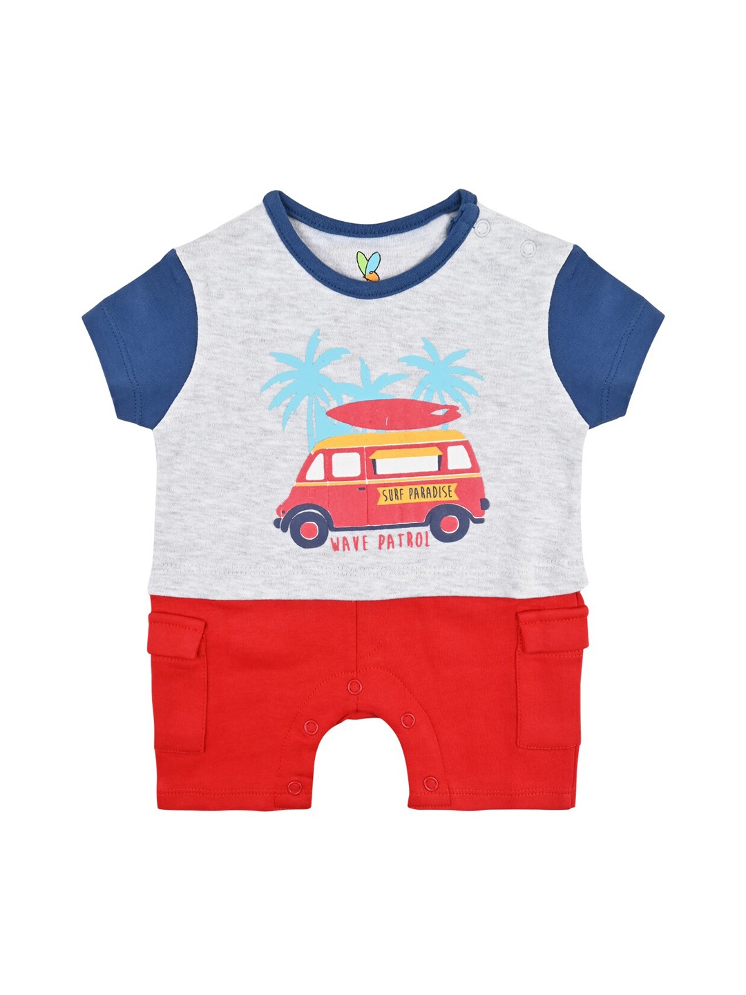 

Nuluv Kids Graphic-Printed Pure Cotton Rompers, Blue
