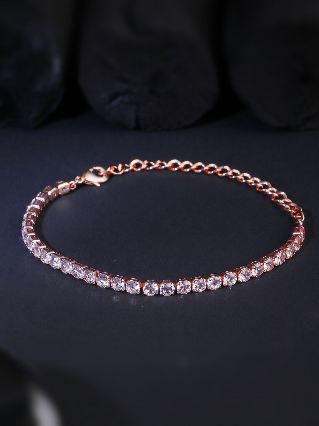 

Adwitiya Collection Women Rose Gold-Plated Link Bracelet, White