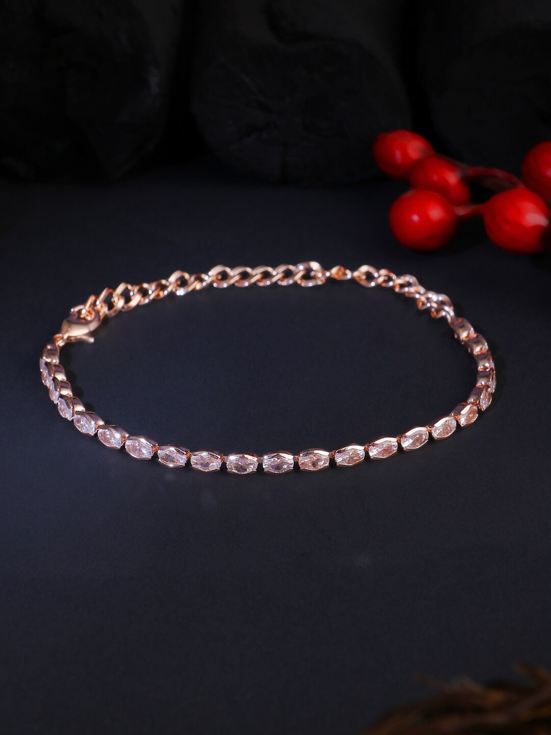 

Adwitiya Collection Women Rose Gold-Plated Link Bracelet, White