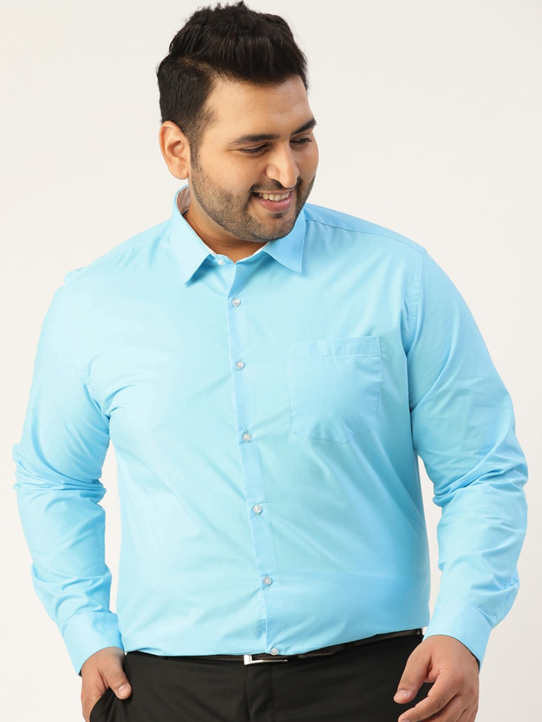 

IVOC Plus Men Plus Size Formal Cotton Shirt, Blue