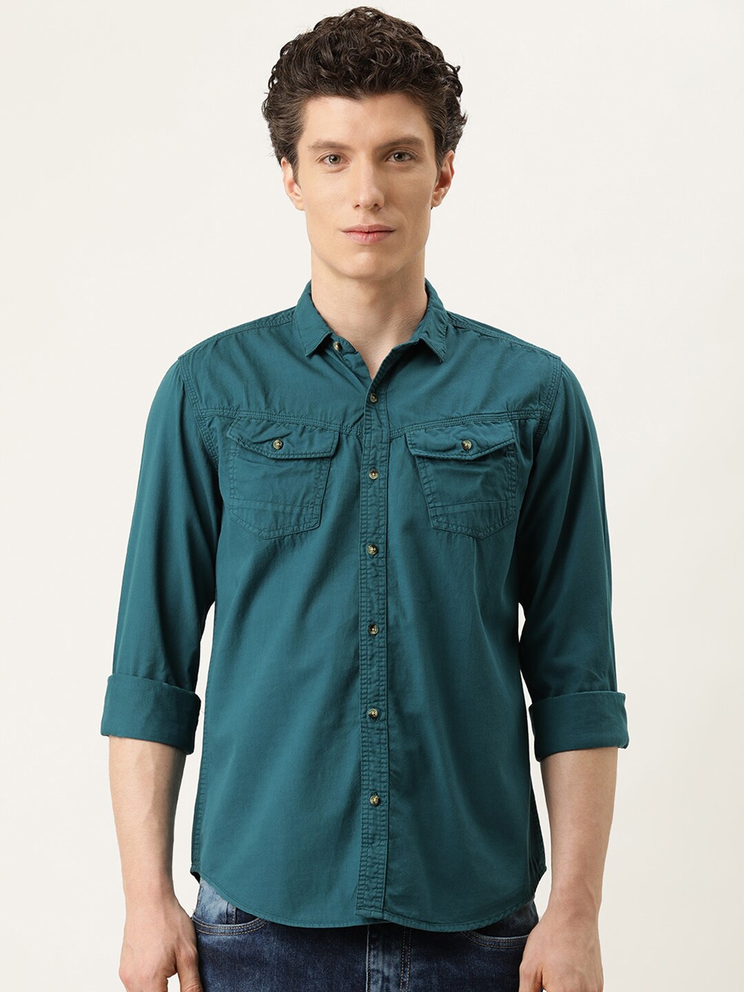 

IVOC Men Slim Fit Casual Cotton Shirt, Green