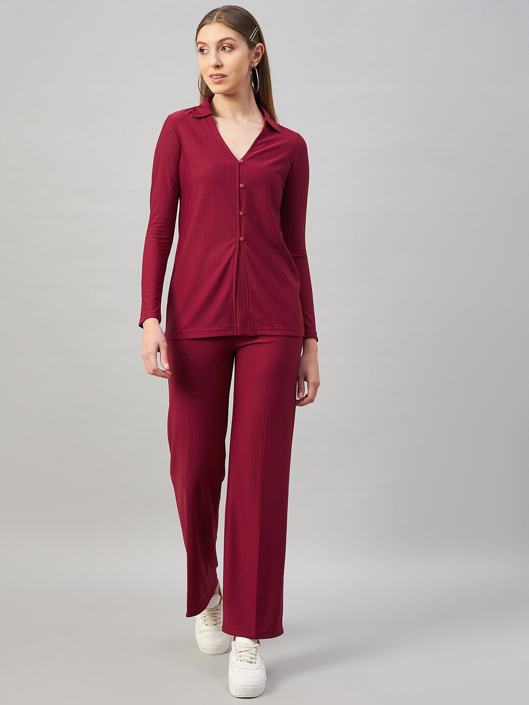 

Orchid Blues Women Shirt with Trousers, Maroon