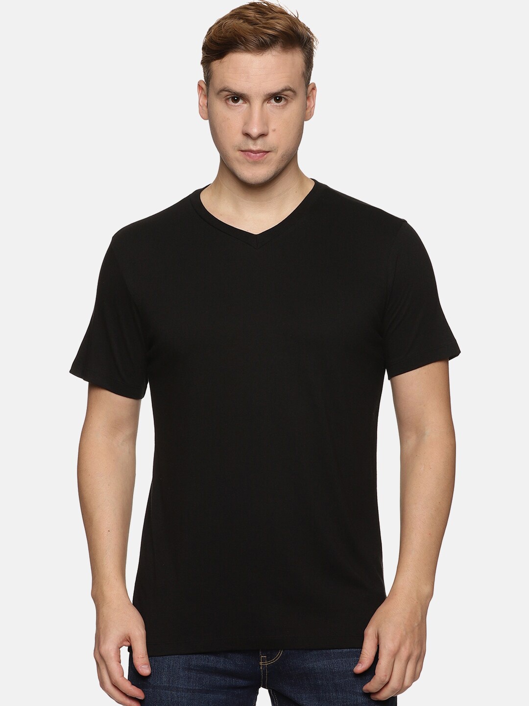 

Tailor & Circus Men V-Neck Cotton T-shirt, Black