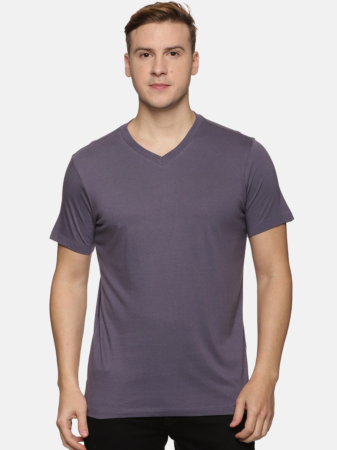

Tailor & Circus Men V-Neck Cotton T-shirt, Purple