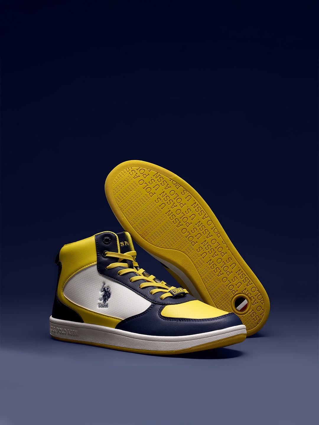 

U.S. Polo Assn. Men Colourblocked Mid-Top Sneakers, Navy blue
