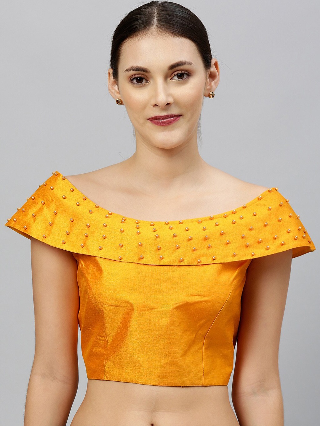 

Amrutam Fab Sleeveless Readymade Saree Blouse, Yellow
