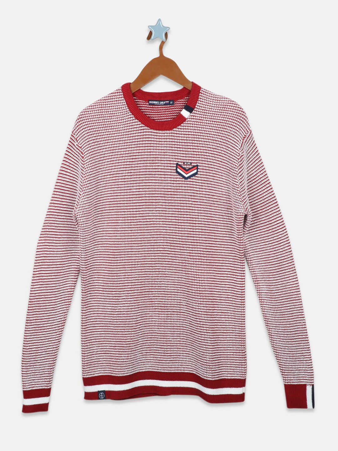 

Monte Carlo Boys Striped Self Design Pure Cotton Pullover, Maroon