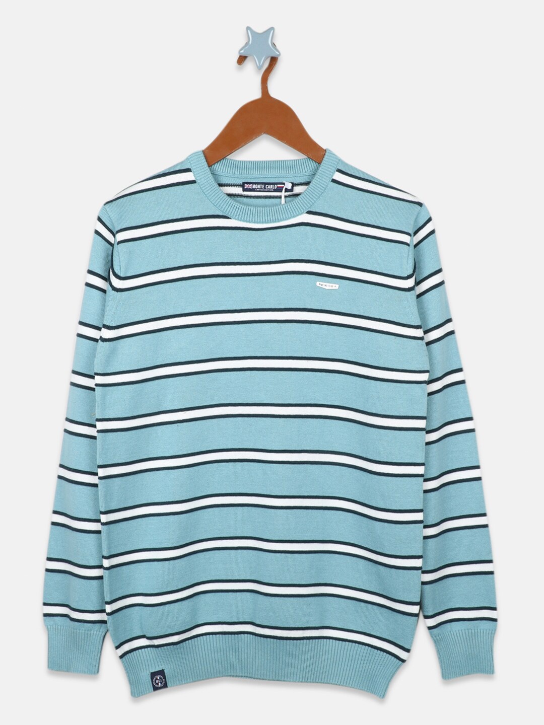 

Monte Carlo Boys Striped Pure Cotton Pullover, Blue