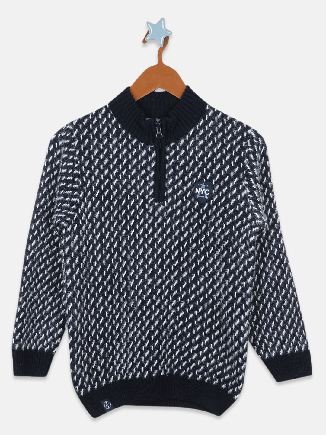 

Monte Carlo Boys Cable Knit Printed Long Sleeves Pullover, Navy blue