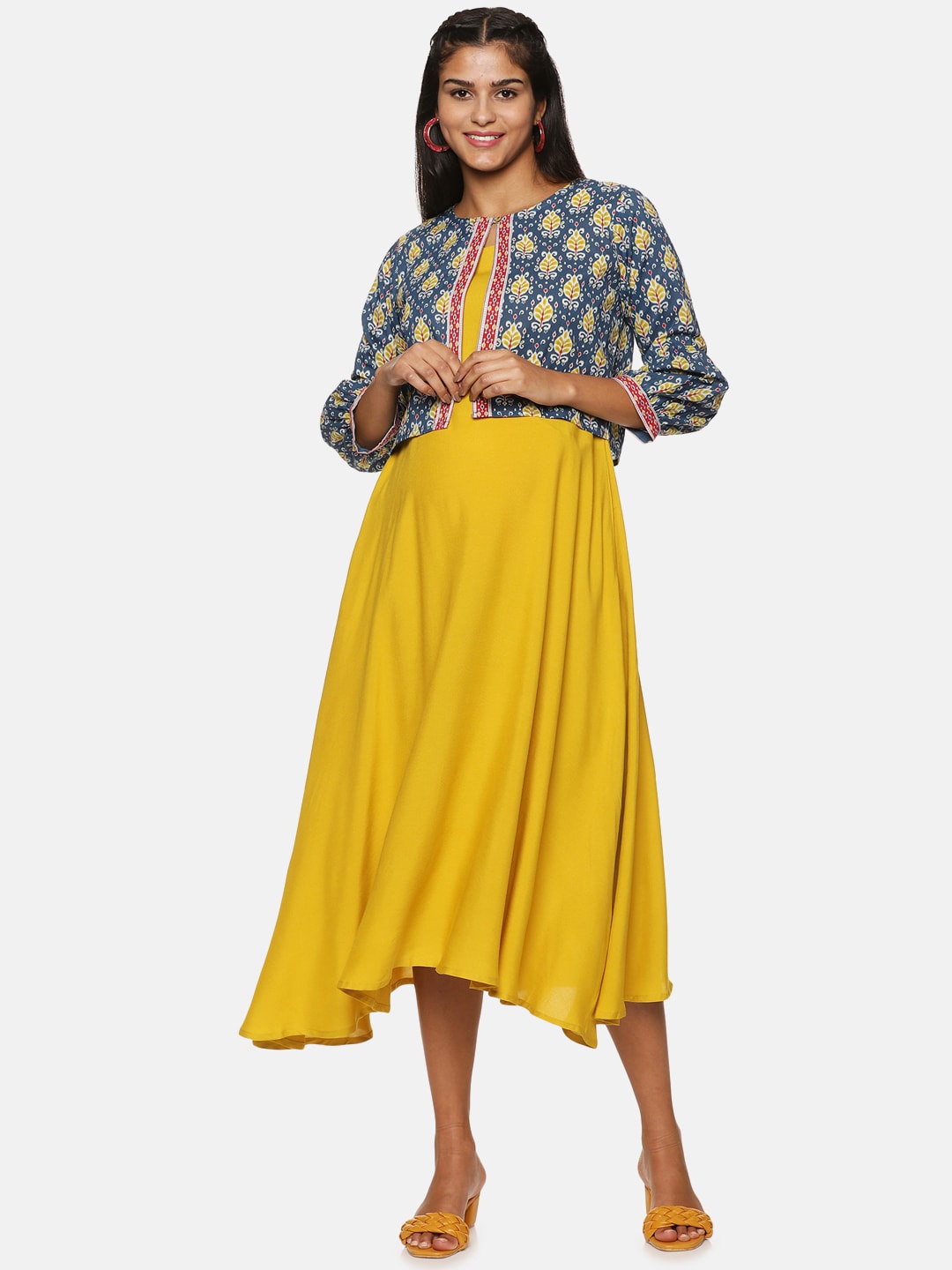 

CHARISMOMIC Maternity A-Line Midi Dress, Mustard