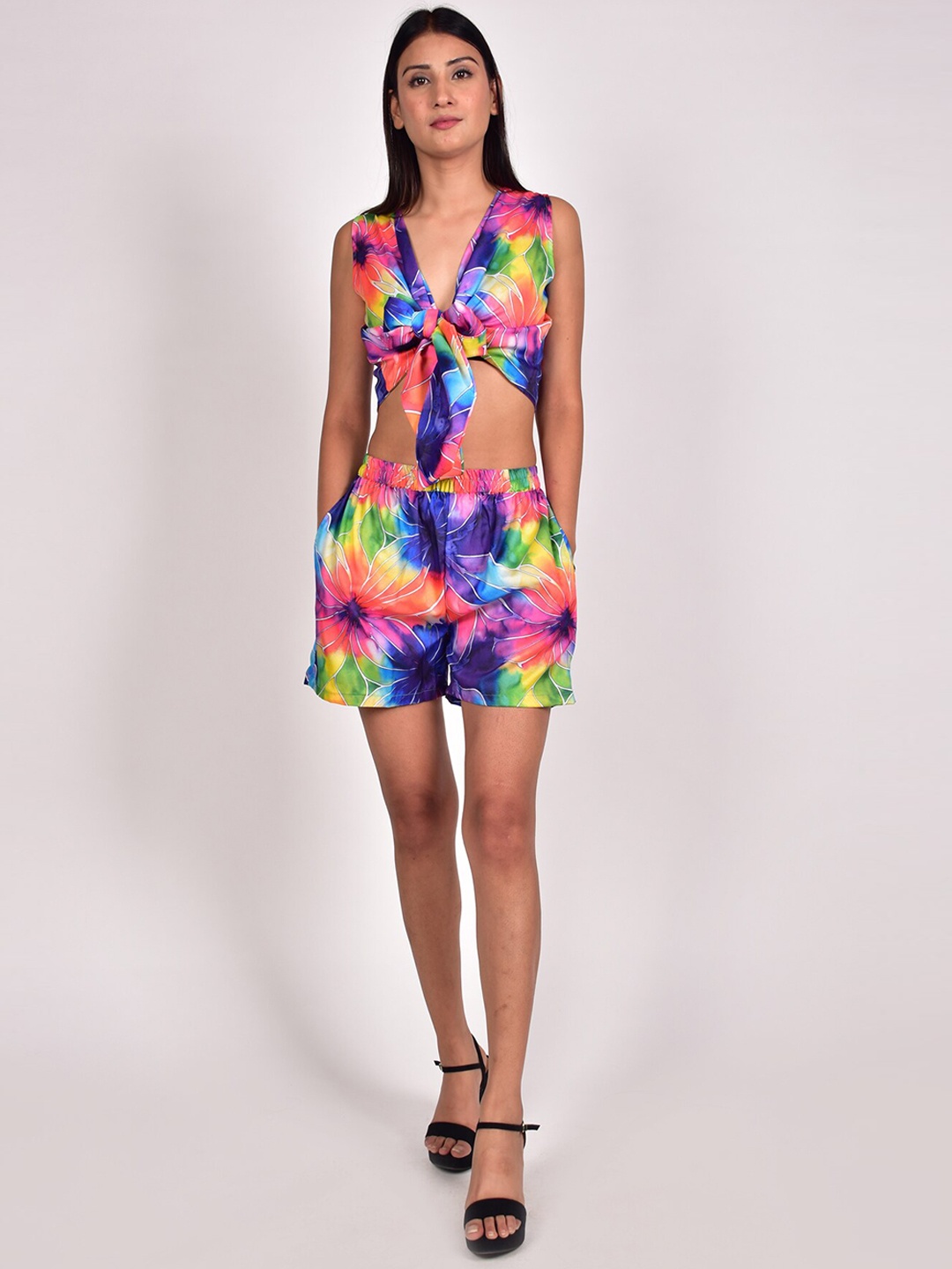 

Rajoria Instyle Women Printed Top with Shorts, Blue