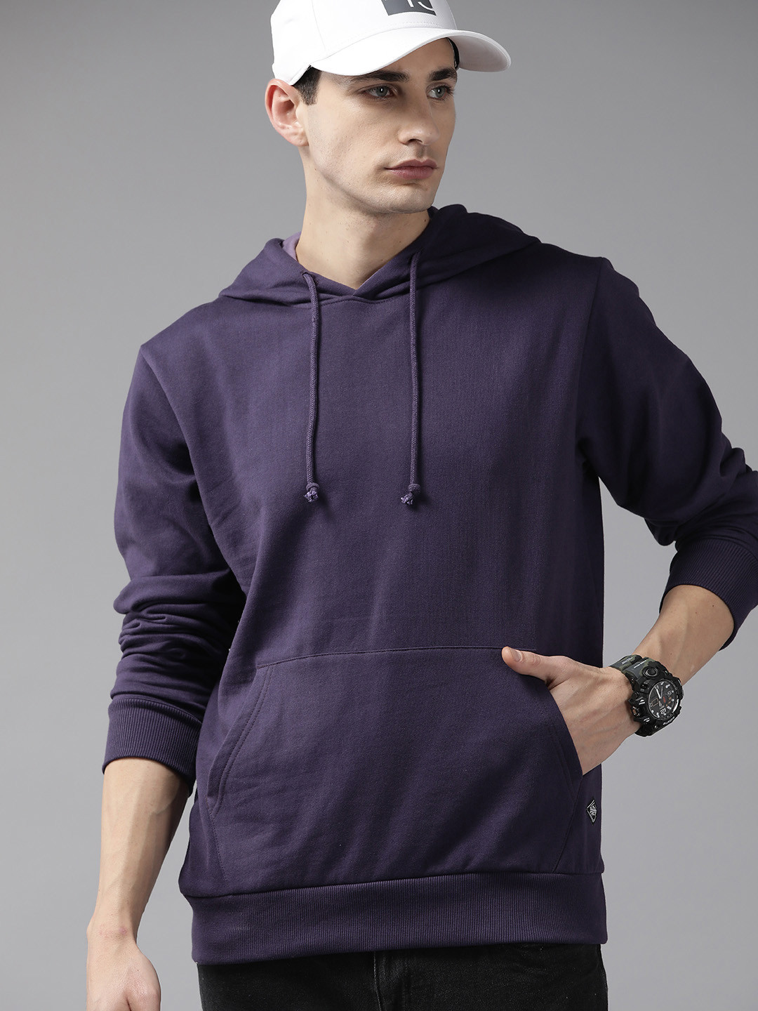 

Roadster Solid Hooded Sweatshirt, Purple