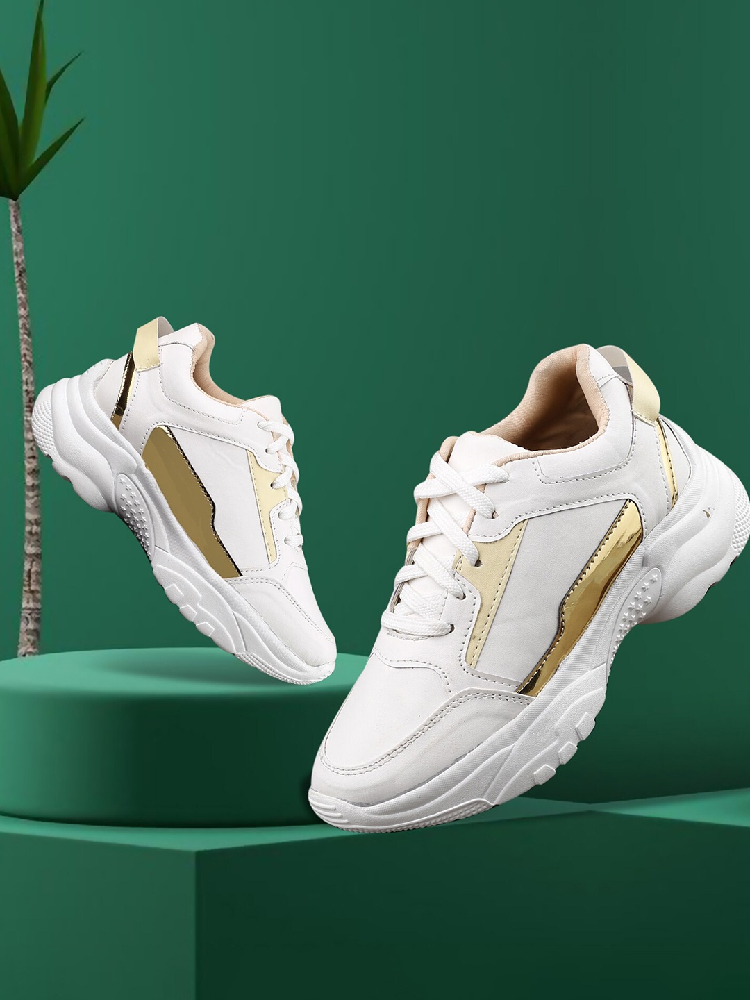 

mr.wonker Women 3D Chassis Colourblocked Deziner Sports Shoes, White
