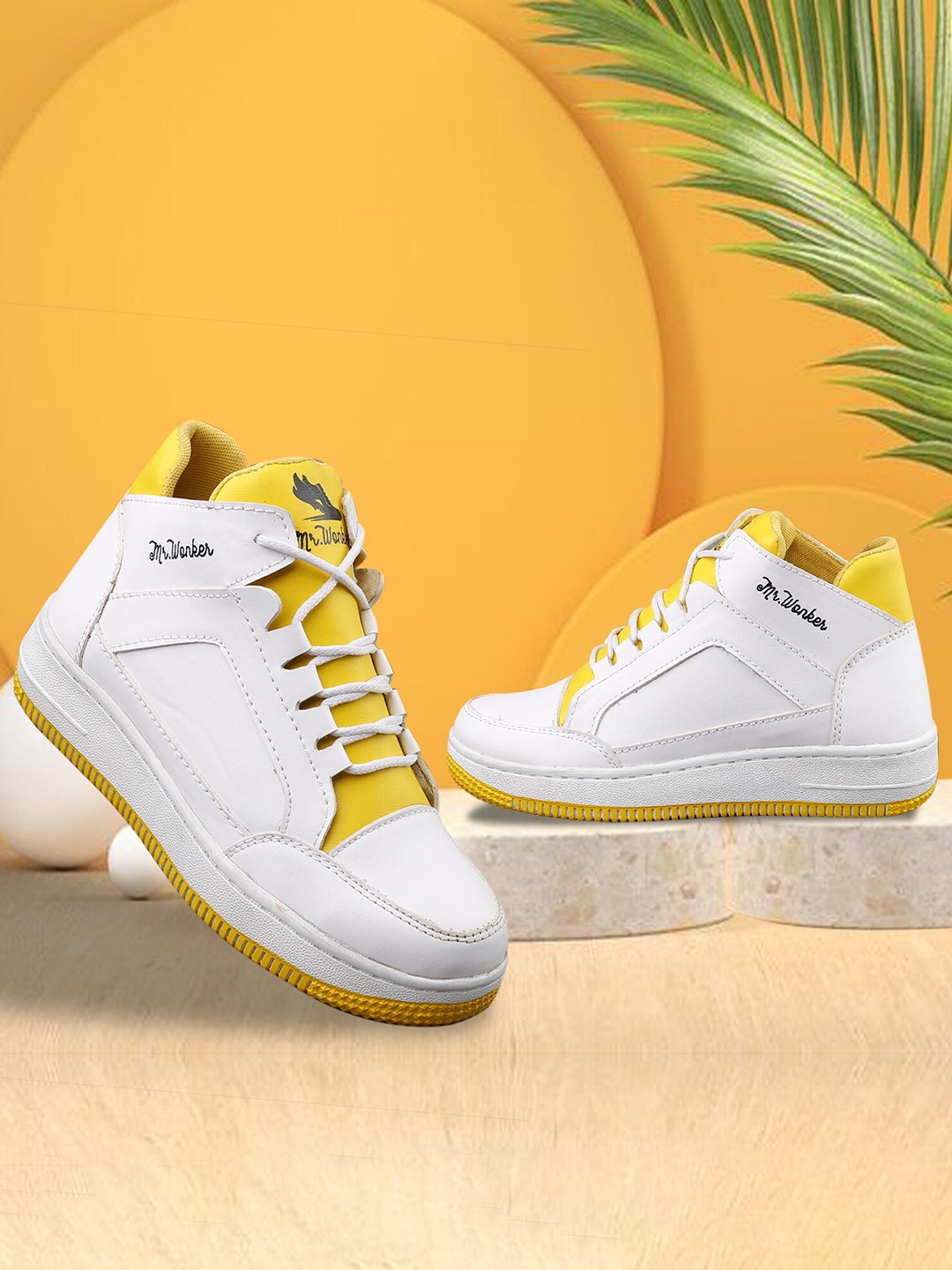 

mr.wonker Women 3D Chassis Colourblocked Deziner Sports Shoes, White