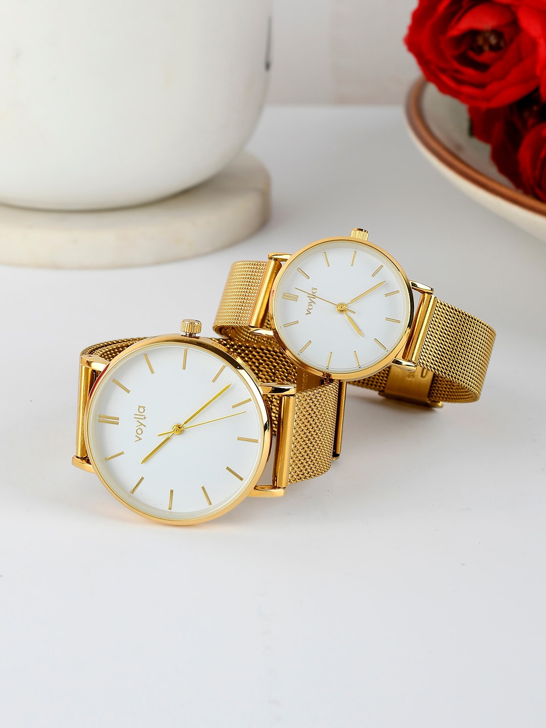 

Voylla Stainless Steel Couple Analogue Watch 8905124490312, White