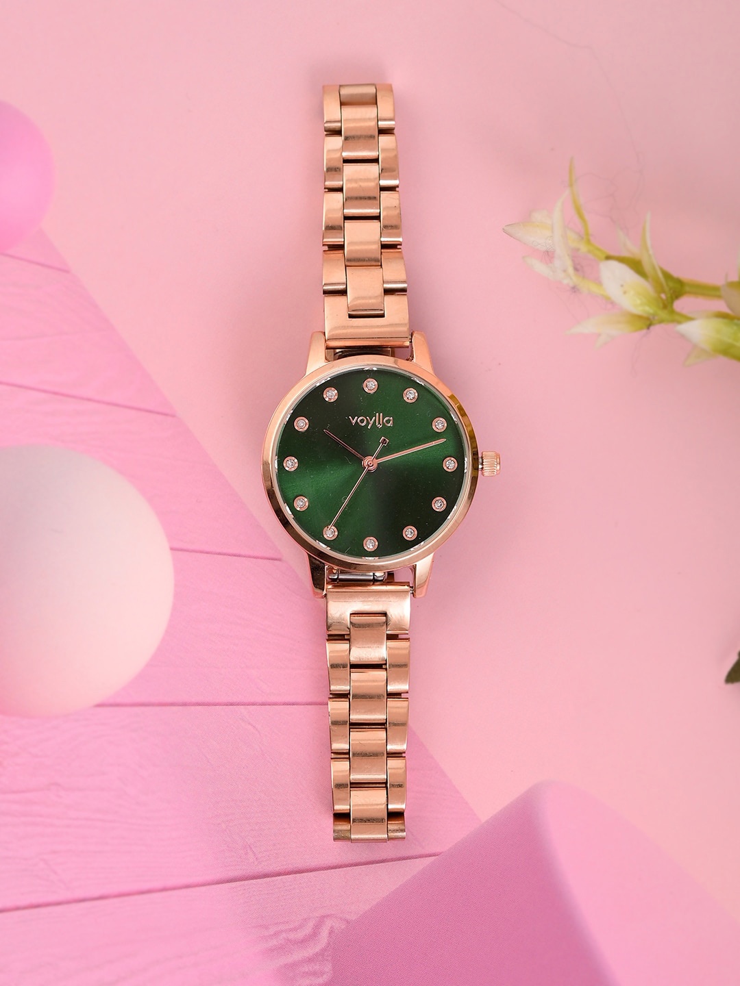 

Voylla Women Stainless Steel Straps Analogue Watch 8905124490077, Green