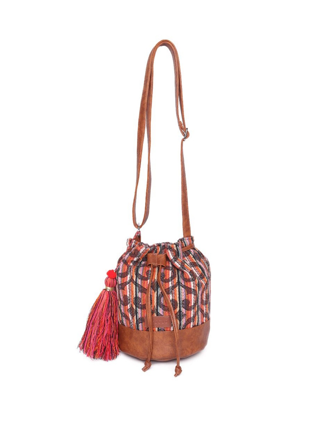 

ASTRID Bucket Sling Bag with Tasselled, Brown