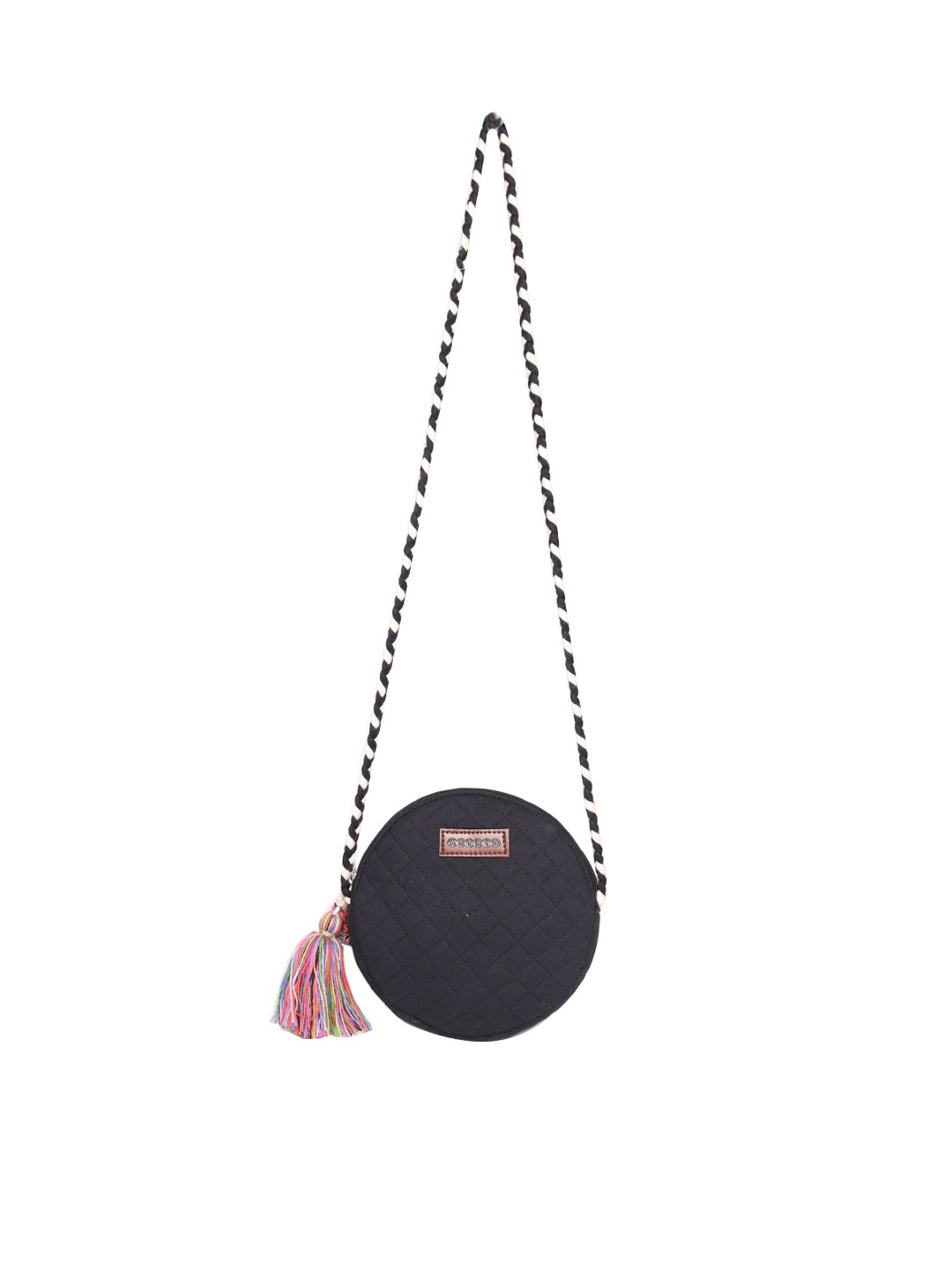 

ASTRID Textured Structured Sling Bag with Quilted, Black