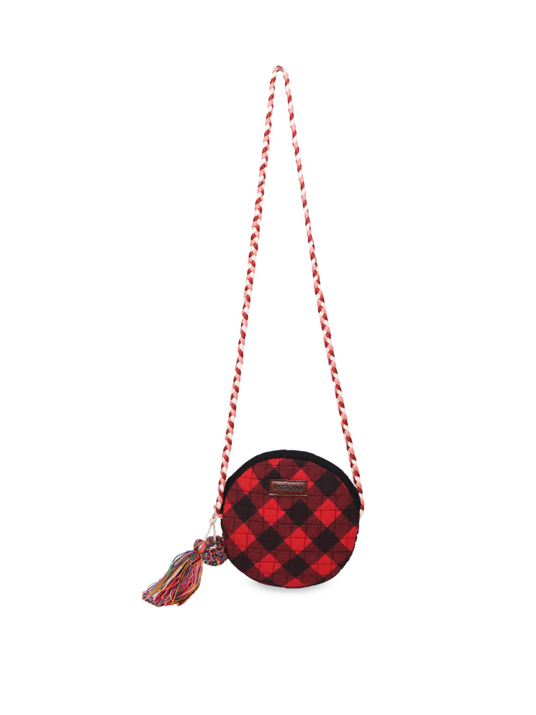 

ASTRID Checked Structured Sling Bag with Tasselled, Red