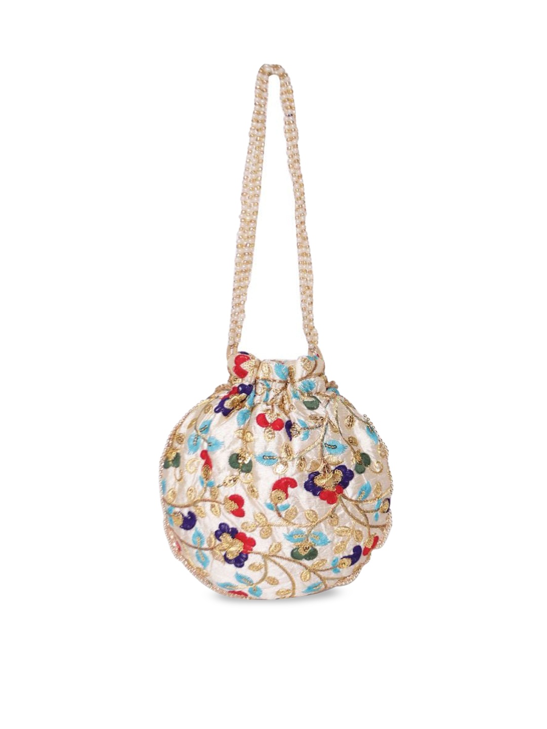 

ASTRID Ethnic Motifs Printed Potli Bag with Tasselled, Multi