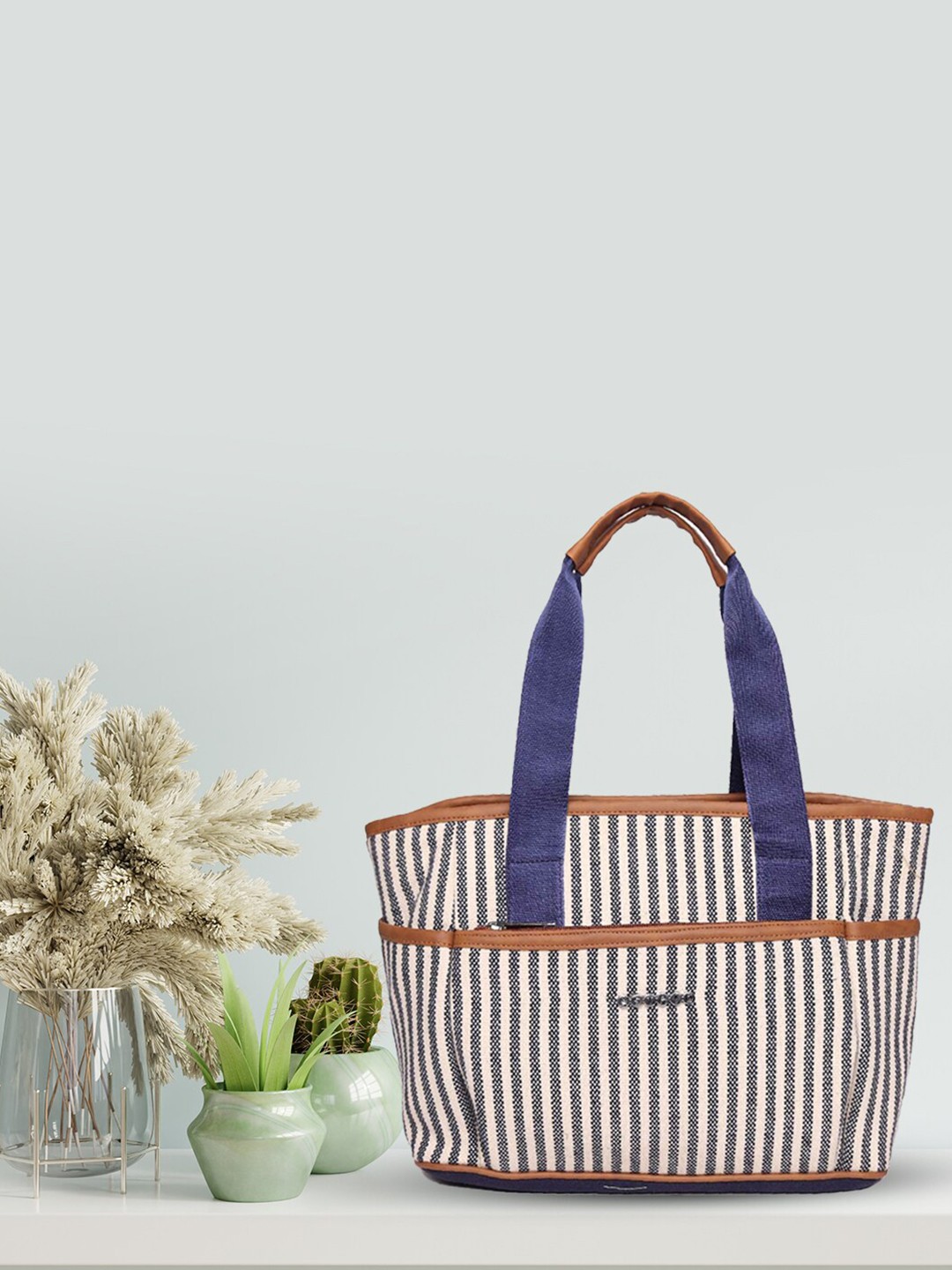 

ASTRID Striped Oversized Shopper Shoulder Bag, Beige