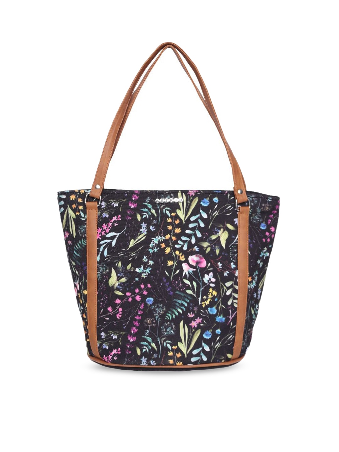 

ASTRID Floral Printed Oversized Shopper Tote Bag, Black