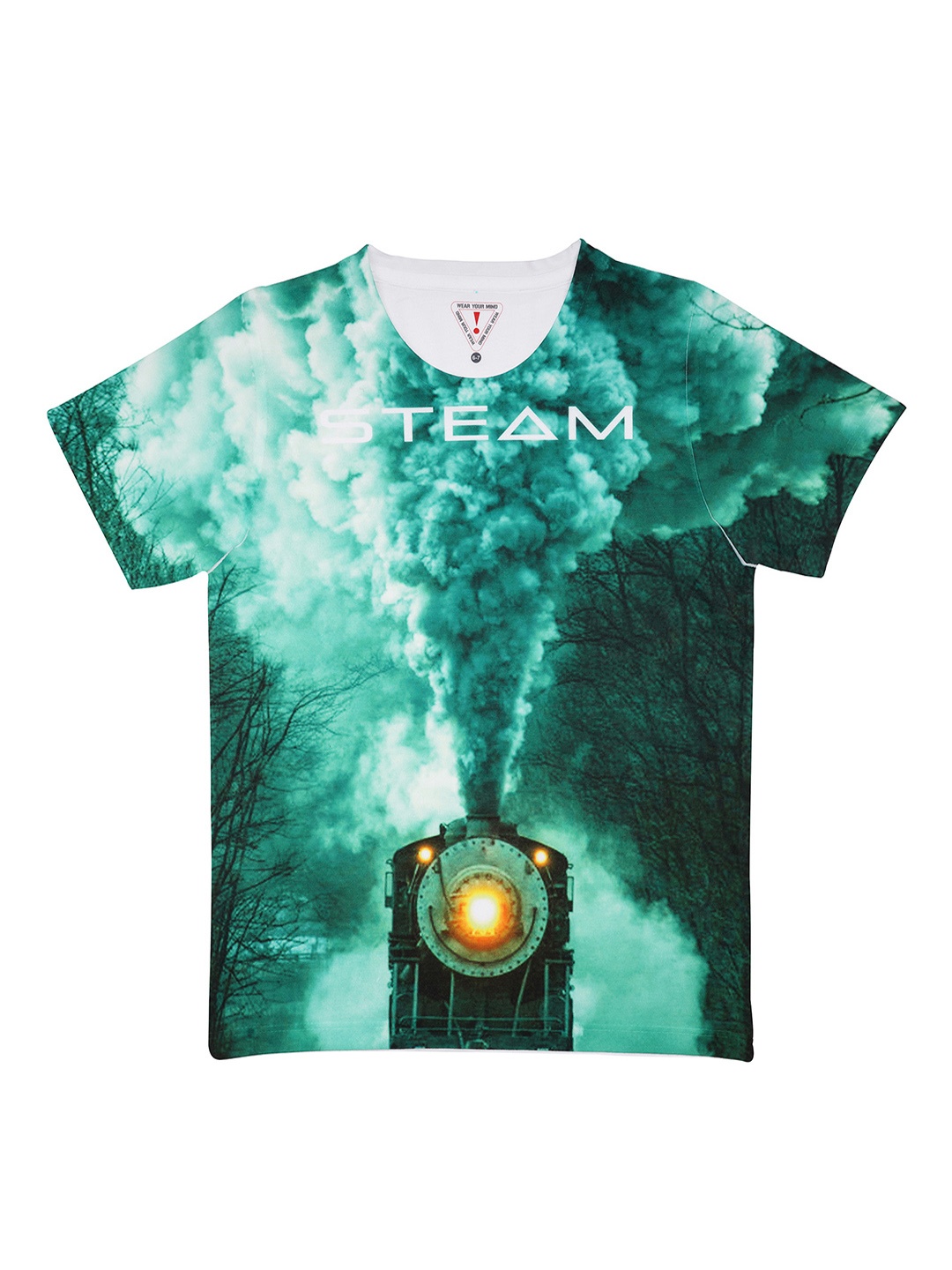 

Wear Your Mind Boys Green Printed Round Neck Regular Fit T-shirt