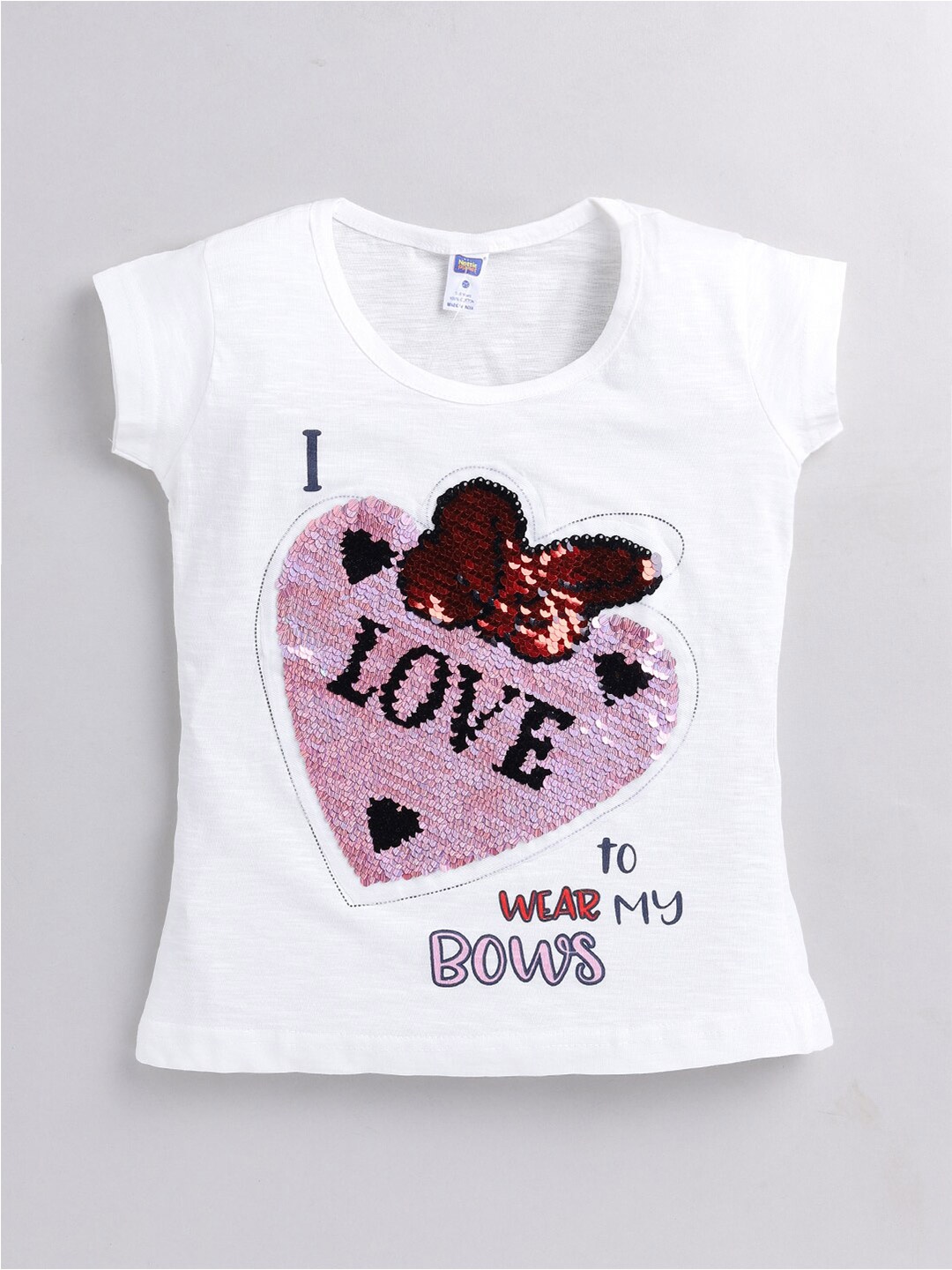 

Nottie Planet Girls Typography Print Sequined Cotton Top, White