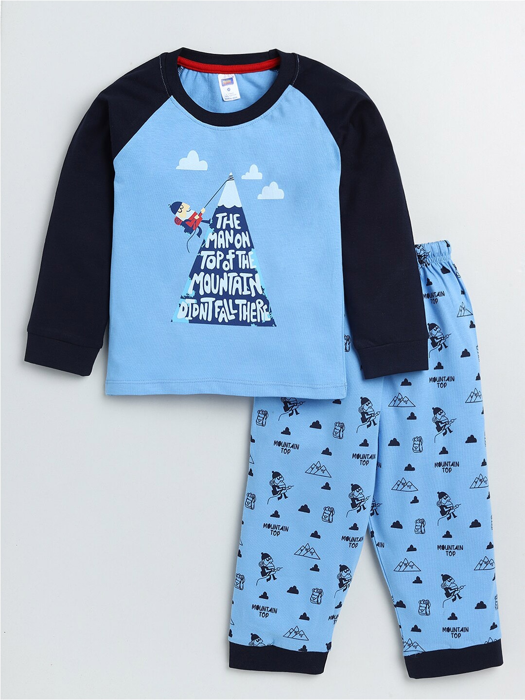 

Nottie Planet Boys Pure Cotton T-shirt with Pyjamas, Blue