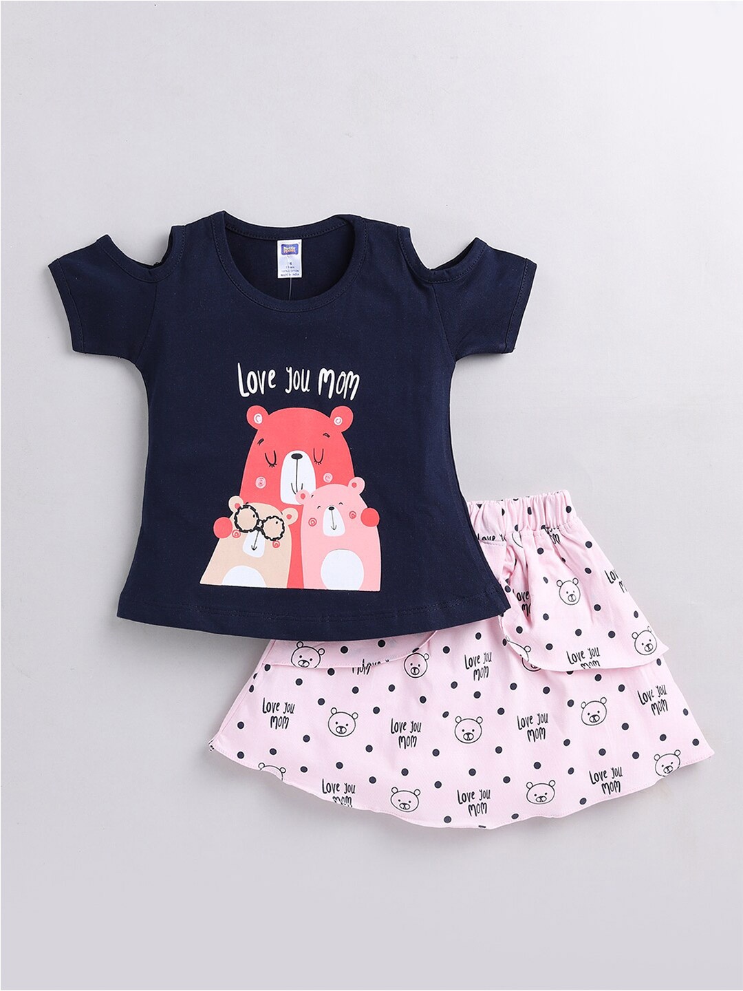 

Nottie Planet Girls Navy Blue & Pink Top with Skirt