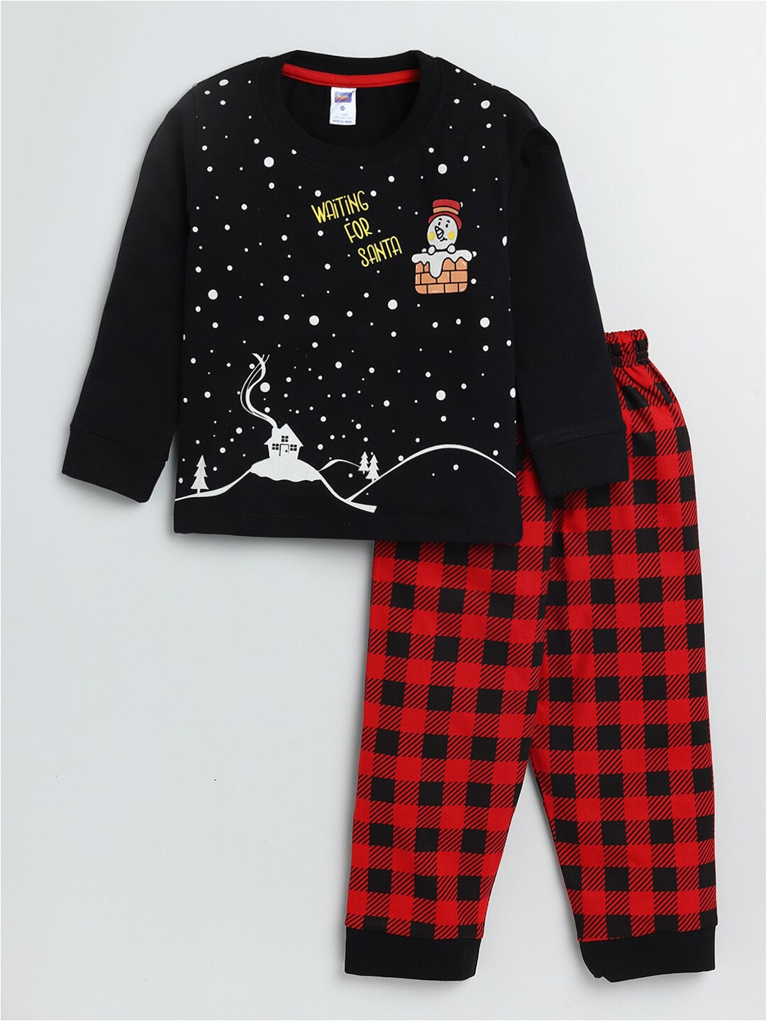 

Nottie Planet Boys Printed Pure Cotton T-shirt with Pyjamas, Black