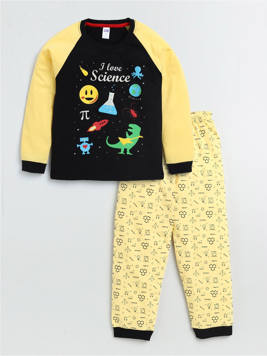 

Nottie Planet Boys Printed Cotton T-shirt with Pyjamas Set, Gold