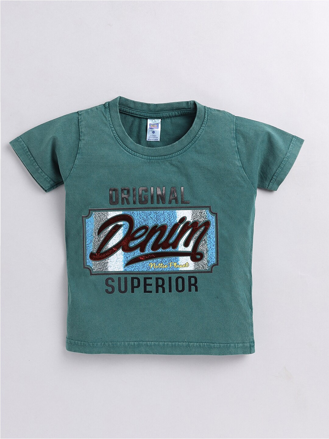 

Nottie Planet Girls Typography Printed Cotton T-shirt, Green