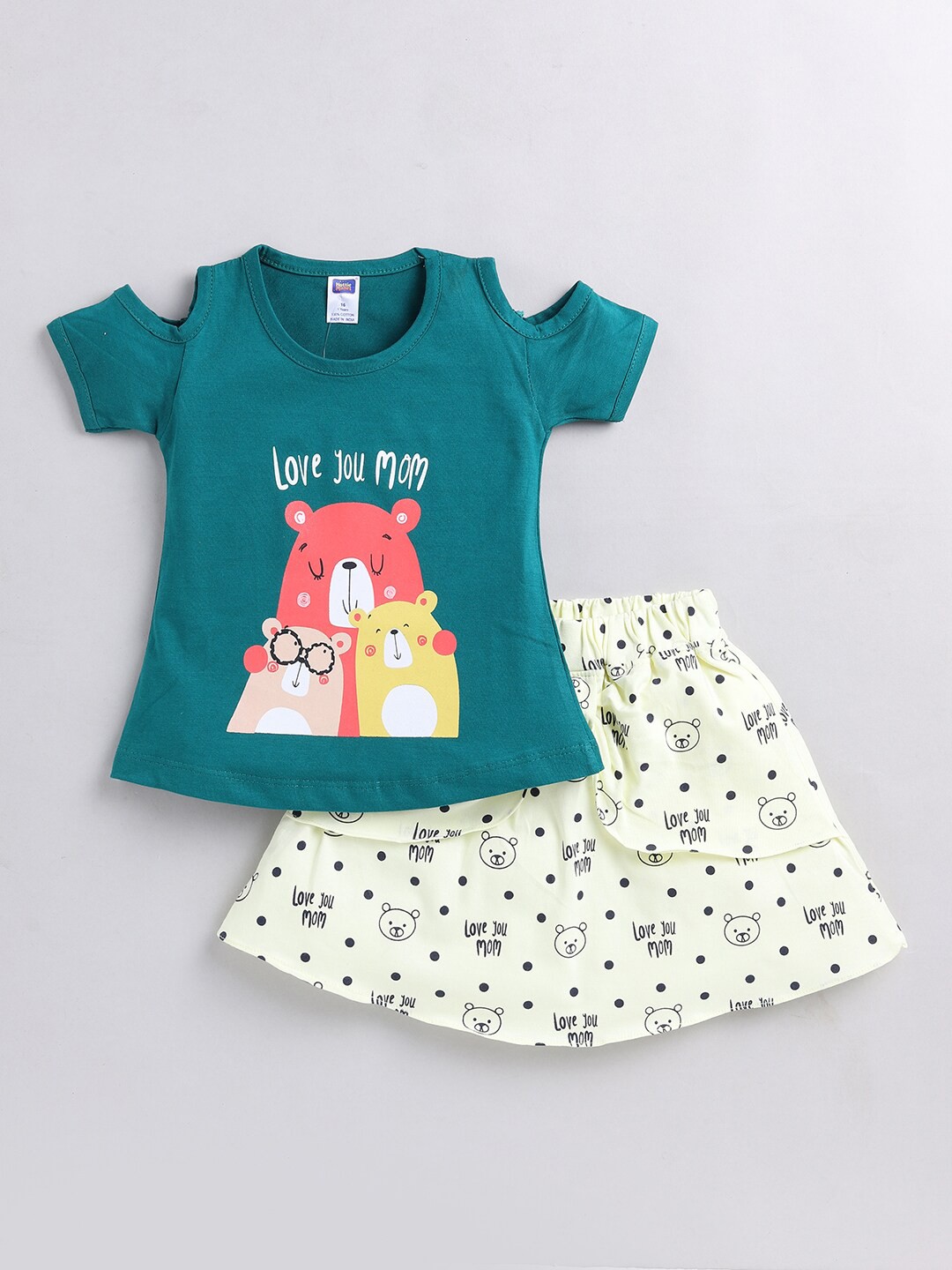 

Nottie Planet Girls Pure Cotton Top with Skirt, Teal